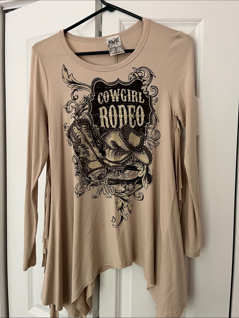 Cowgirl Rodeo Graphic Tunic Top - Beige